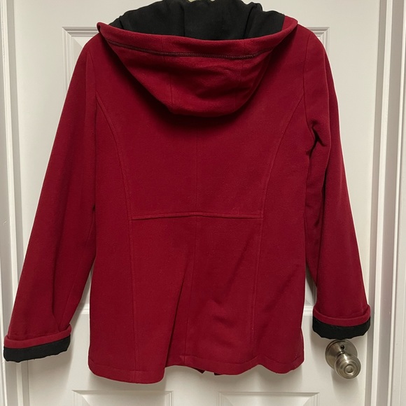 Forecaster of Boston womens lambs wool coat with hood. Color Red. Size 6 - Picture 2 of 5
